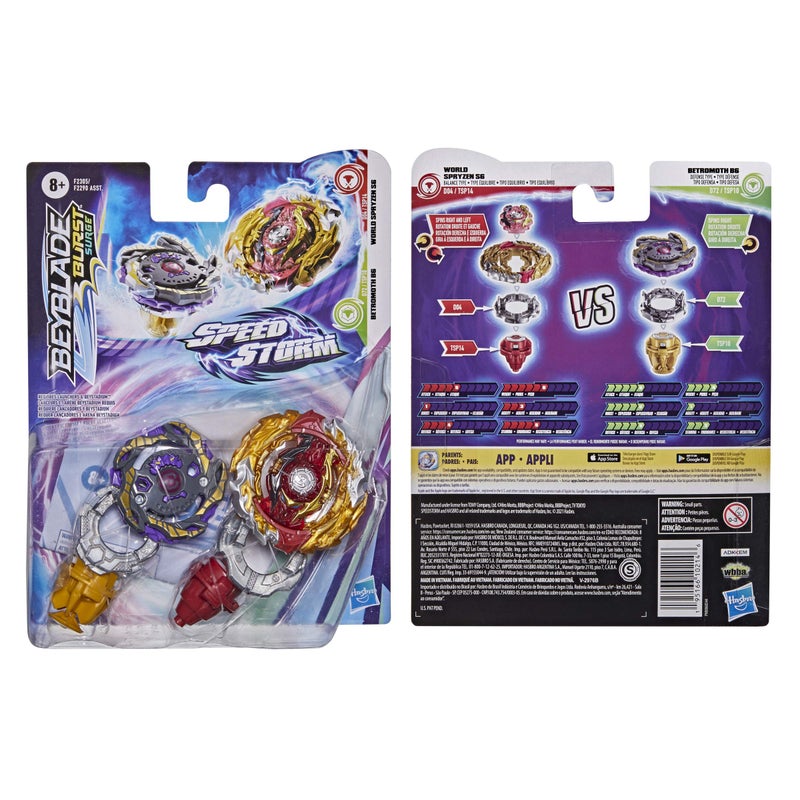 Beyblade Burst Surge Speedstorm World Spryzen S6 and Betromoth B6 Spinning Top Dual Pack - 2 Battling Game Top Toy for Kids Ages 8 and Up - Image 4