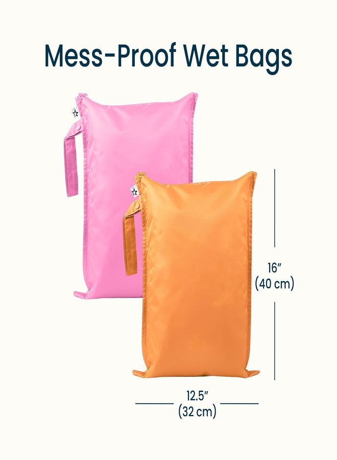 Tiny Twinkle Mess-proof Wet Bags 2 Pack Waterproof and Washable Bag for Travel storage, Stroller, Daycare, Baby Diapers, Yoga, Beach, Pool, Wet Toddler Swimsuits (Sweet Treat) - Image 4