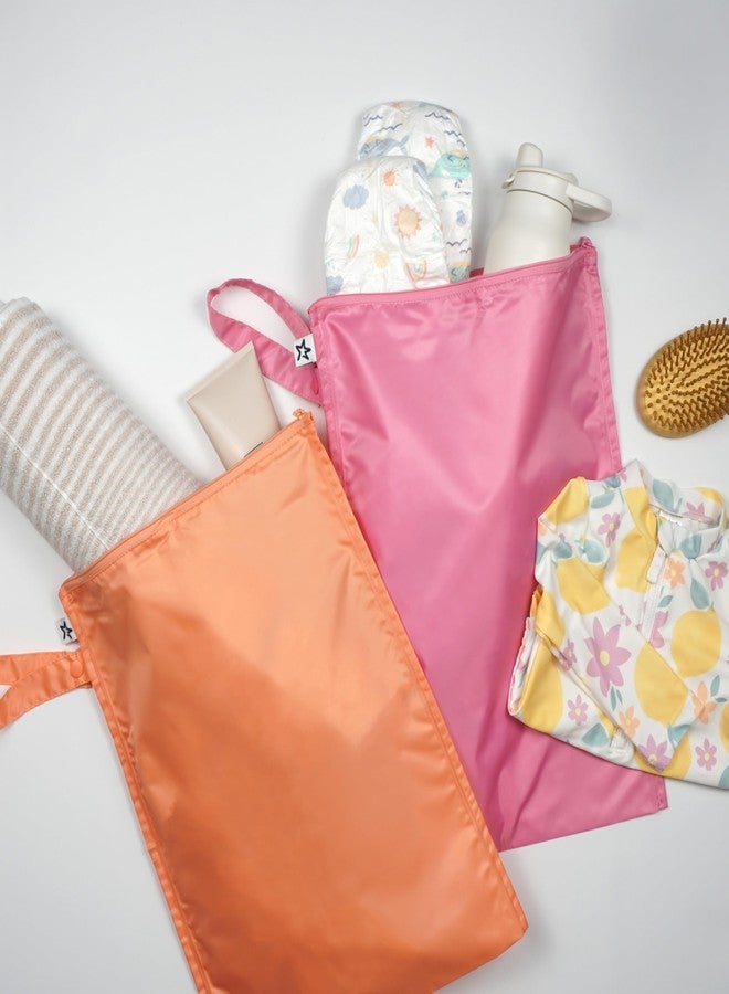 Tiny Twinkle Mess-proof Wet Bags 2 Pack Waterproof and Washable Bag for Travel storage, Stroller, Daycare, Baby Diapers, Yoga, Beach, Pool, Wet Toddler Swimsuits (Sweet Treat) - Image 2