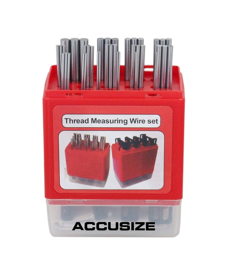 Accusize Industrial Tools U.S. and Metric Thread Measuring Wire Set with Thread Measuring Wire Holders, Eg06-1002 - Image 1