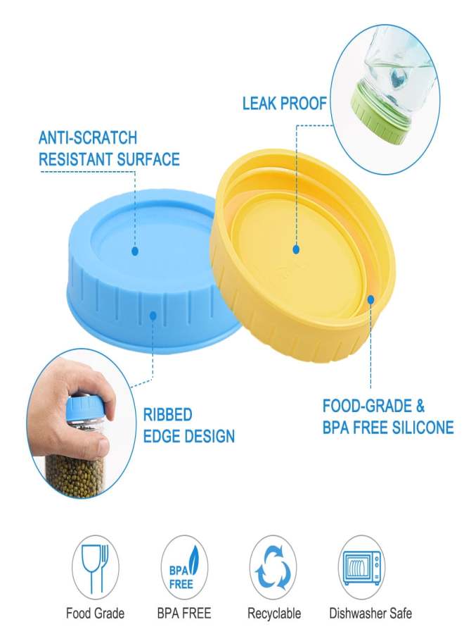 PP plastic color round food grade 70mm mouth diameter Mason jar sealed lid 4 Pack - Image 3