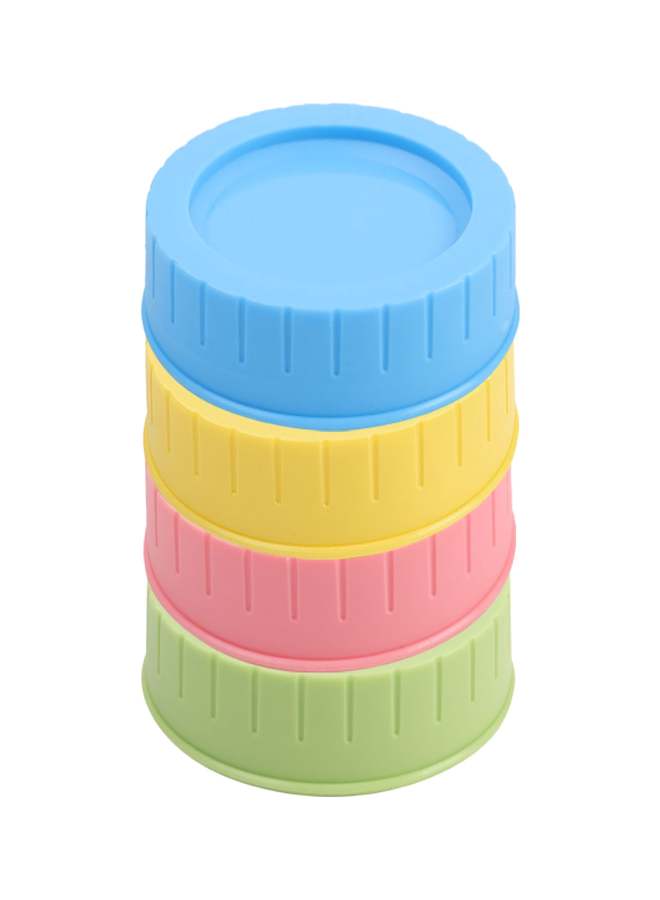 PP plastic color round food grade 70mm mouth diameter Mason jar sealed lid 4 Pack - Image 1