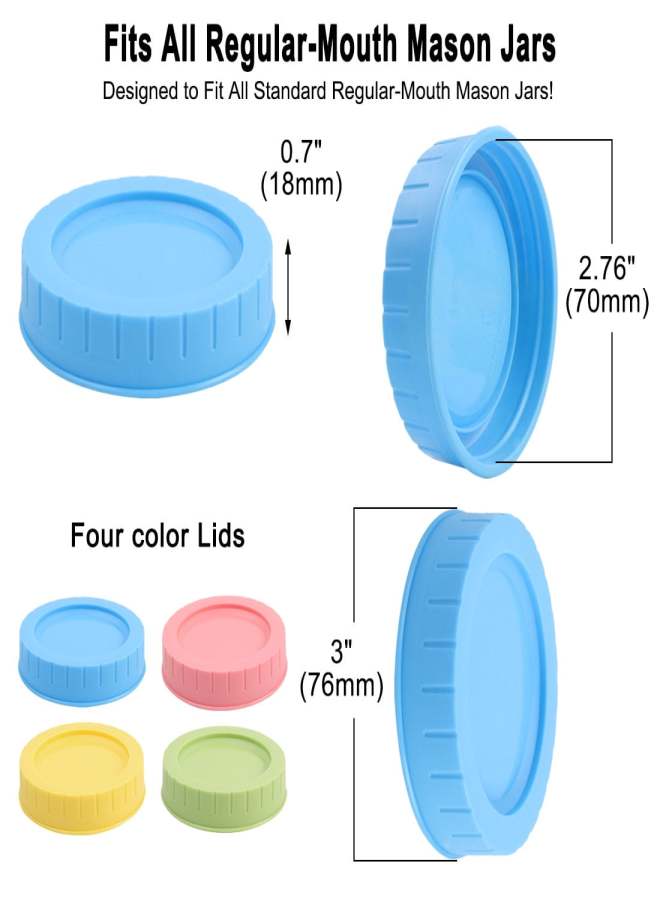 PP plastic color round food grade 70mm mouth diameter Mason jar sealed lid 4 Pack - Image 5