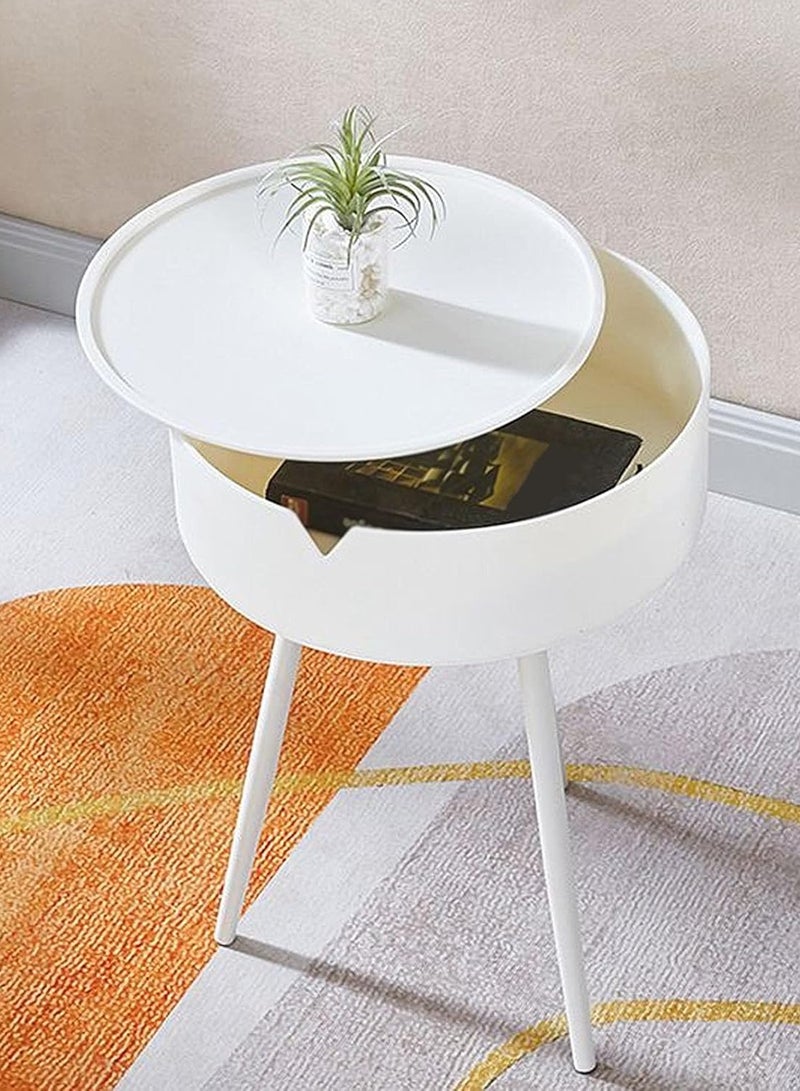 DubaiGallery Iron Bedside Table, Cream Style Bedside Table,Modern Simple Bedside Table, Creative Simple Bedside Table, Creative Round Bedside Table, Bedside Storage Cabinet,Iron Storage Cabinet,Cream Style stor - Image 3