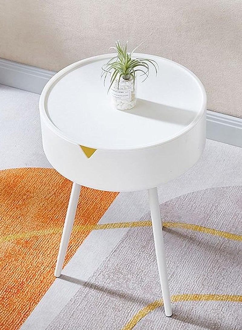 DubaiGallery Iron Bedside Table, Cream Style Bedside Table,Modern Simple Bedside Table, Creative Simple Bedside Table, Creative Round Bedside Table, Bedside Storage Cabinet,Iron Storage Cabinet,Cream Style stor - Image 4