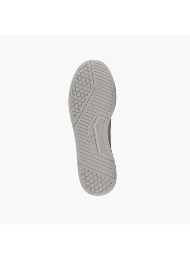 يو اس بولو اسن Men's Logo Embroidered Lace-Up Sneakers