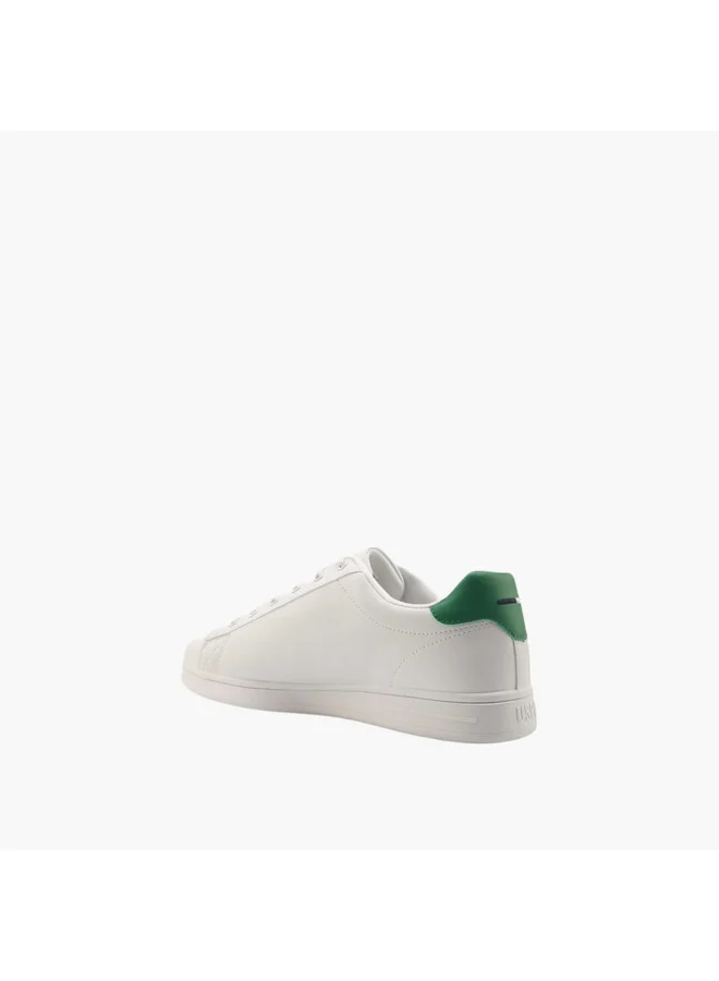يو اس بولو اسن Men's Logo Embroidered Lace-Up Sneakers
