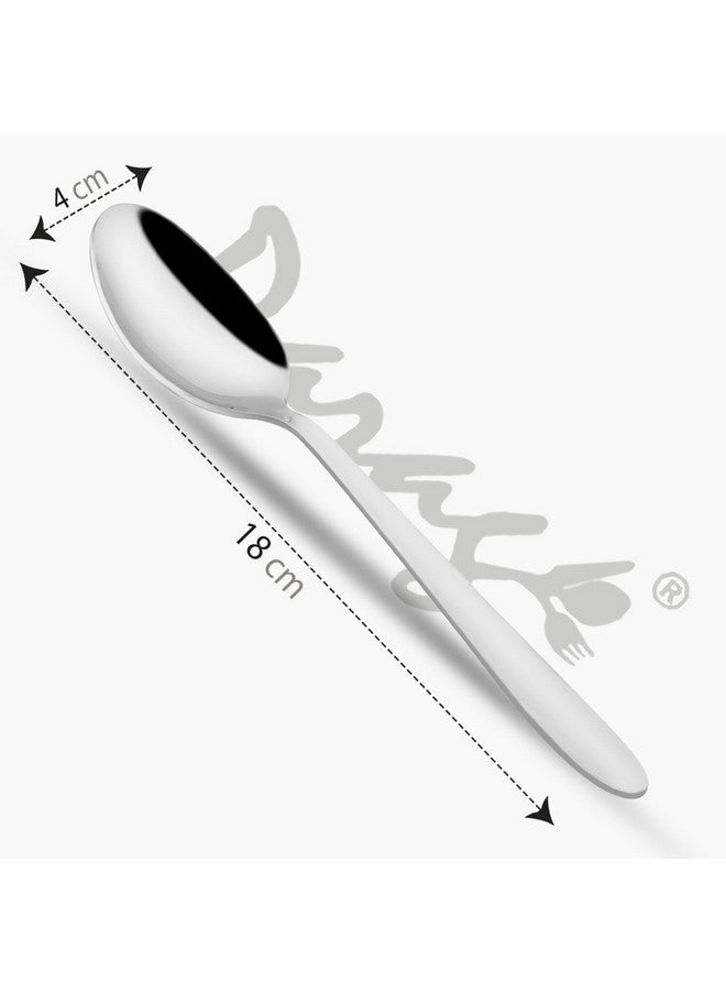 Parage 12 Pieces Stainless Steel Table Spoon Set for Tea, Coffee, Sugar, Condiments & Spices, 18 cm Long, Dining Tableware Cutlery Set, Silver (Sigma Design) - Image 2