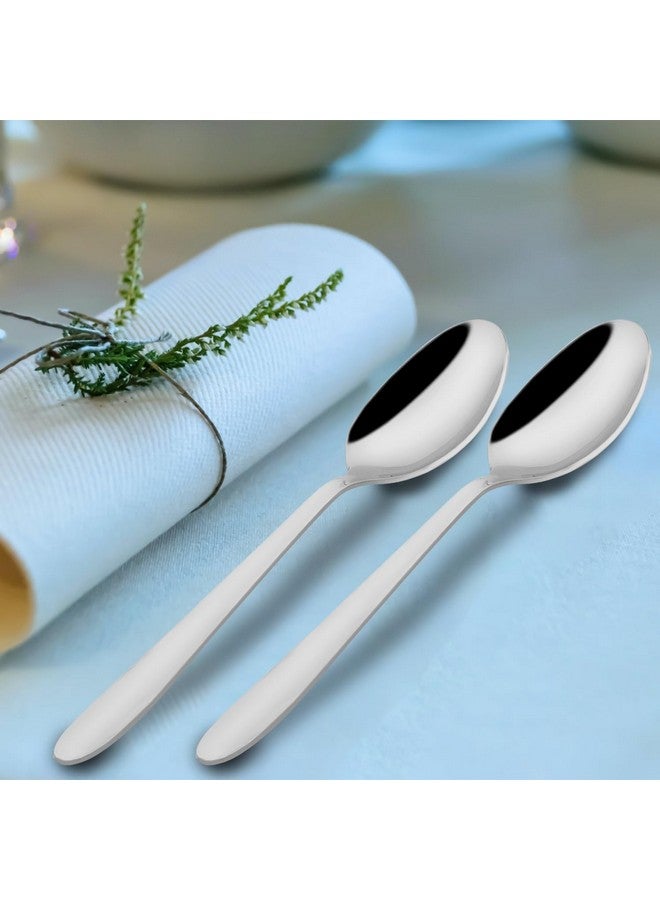 Parage 12 Pieces Stainless Steel Table Spoon Set for Tea, Coffee, Sugar, Condiments & Spices, 18 cm Long, Dining Tableware Cutlery Set, Silver (Sigma Design) - Image 3