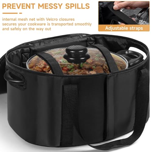 LASUK Portable Slow Cooker Travel Bag, Isulated Carrier Case Tote for 4-8 Quart Crock Carrier Compatible with Else Brands, Internal Mesh Net Holds Pot in Place, For Travel, Outdoor, Picnic, Black - Image 5