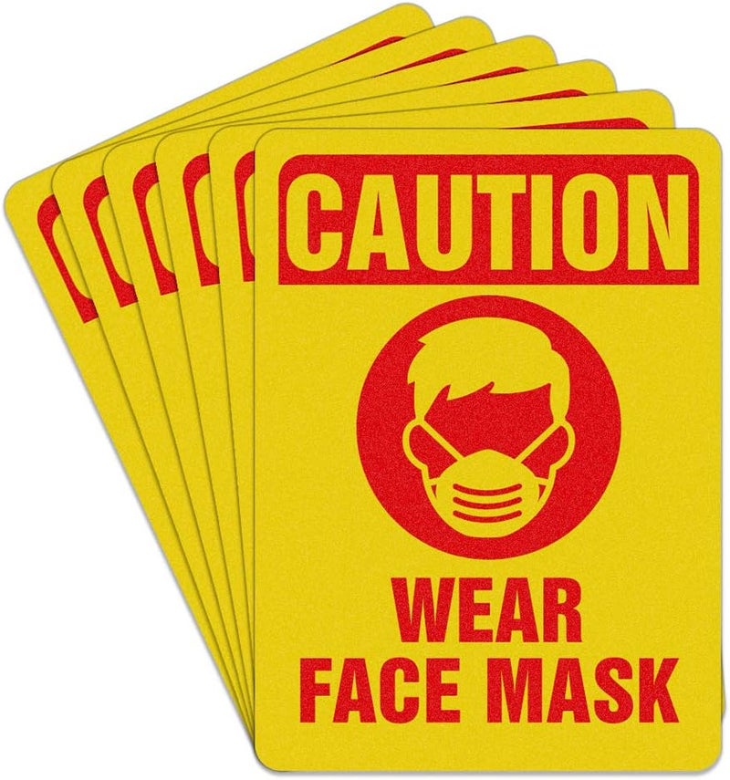 ARS 6PCS Wear Face Mask Window Stickers Decal 7''x10'' Face Mask Required Safety Sign for Window Door Wall - Image 1