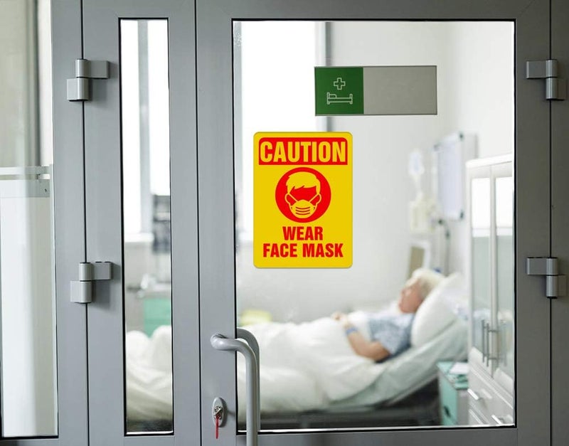 ARS 6PCS Wear Face Mask Window Stickers Decal 7''x10'' Face Mask Required Safety Sign for Window Door Wall - Image 3