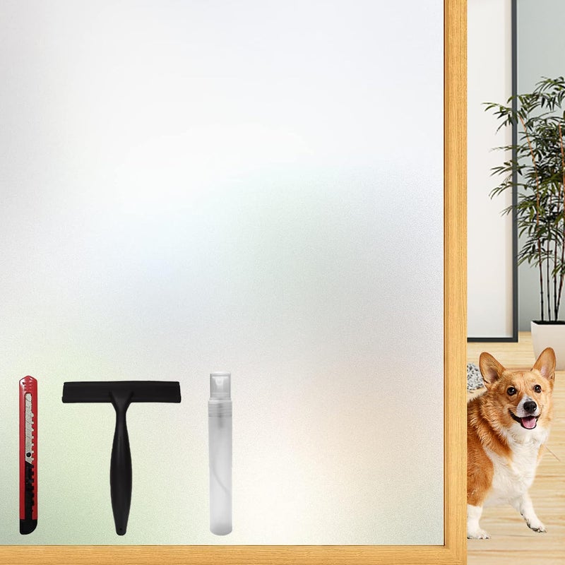 Frosted Glass Window Privacy Film Removable Static Cling HeatUV Protection AntiGlare with Installation Tools 354 x 1575 Inch