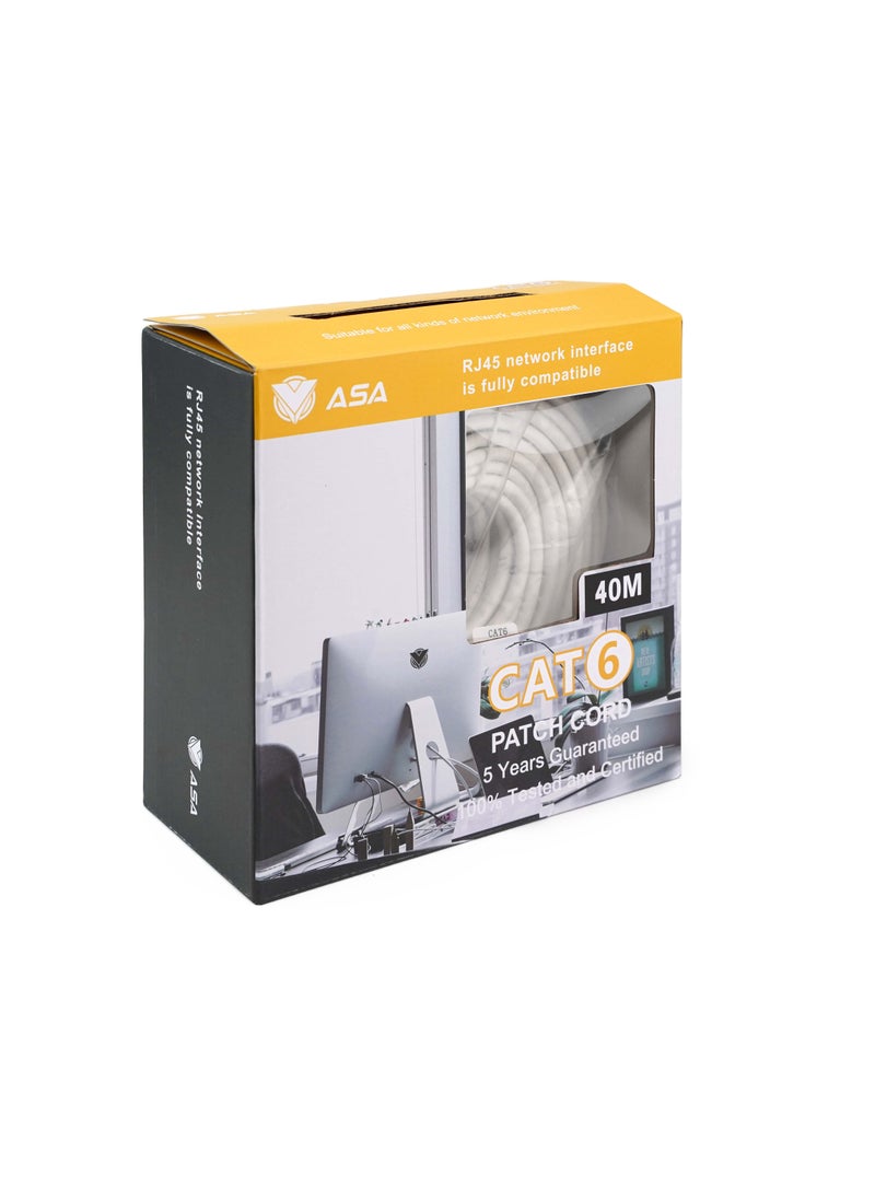 ASA High Speed CAT6 Ethernet Cable 40m, 1Gbps, with RJ45 Connector  - Image 3