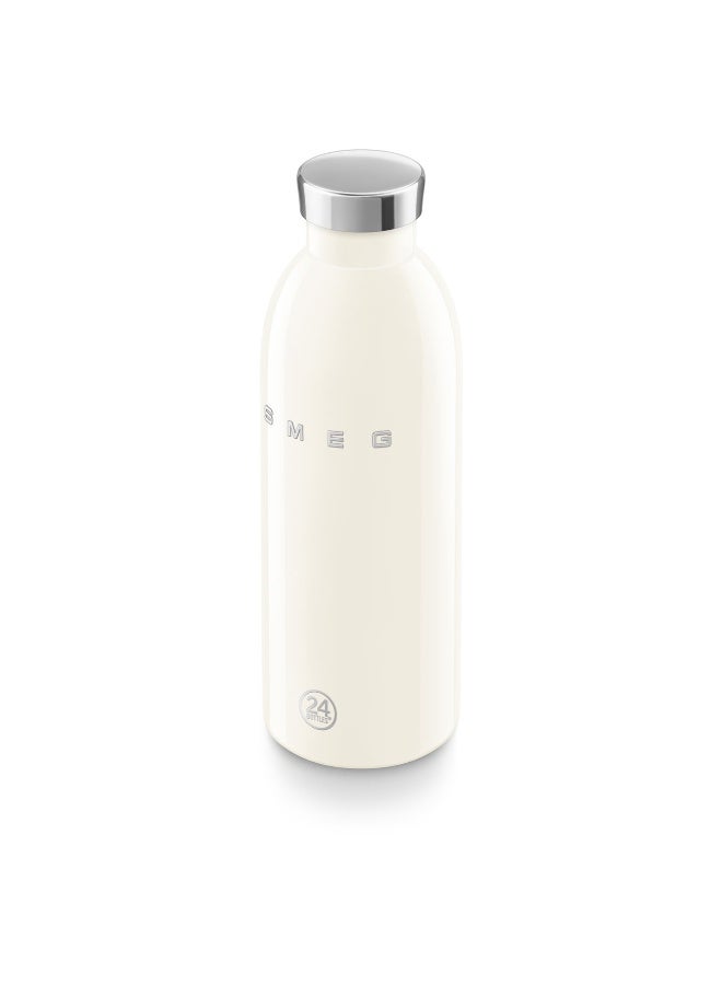 سميج زجاجة مياه SMEG x 24Bottles سعة 500 مل، زجاجة مياه ستانلس ستيل قابلة لإعادة الاستخدام، زجاجة شرب من ستانلس ستيل 18/8، زمزمية مياه رياضية خفيفة بغطاء محكم مانع للتسرب، زجاجة مياه بدون BPA للجيم والرياضة والشغل والمكتب والجامعة والسفر والاستخدام اليومي - Image 2