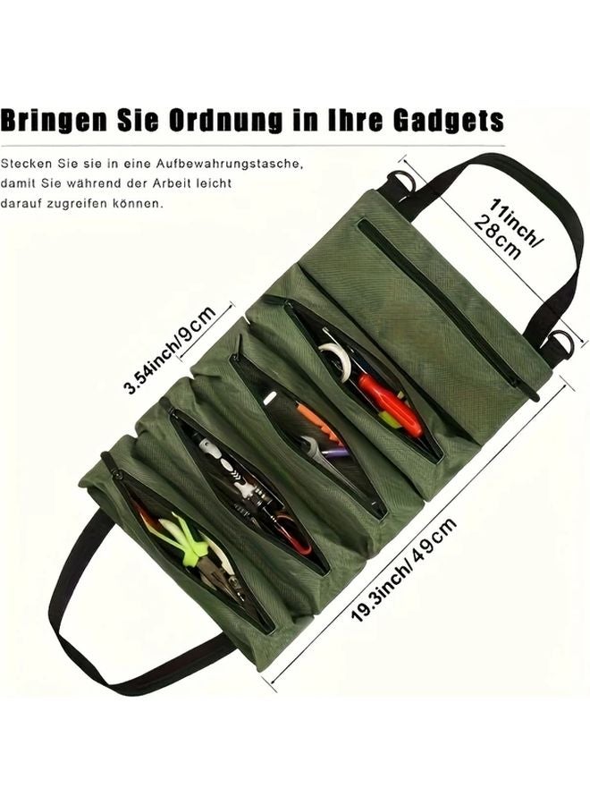 حقيبة أدوات سوداء ثقيلة متعددة الاستخدامات قابلة لللف منظم محمول للميكانيكيين والكهربائيين والنجارين - Image 4