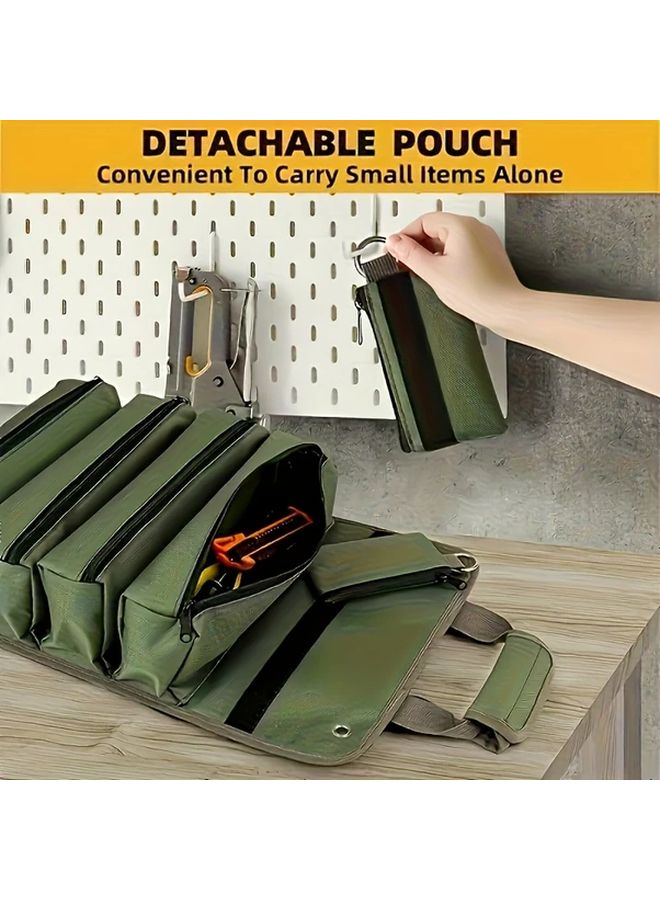 حقيبة أدوات سوداء ثقيلة متعددة الاستخدامات قابلة لللف منظم محمول للميكانيكيين والكهربائيين والنجارين - Image 5