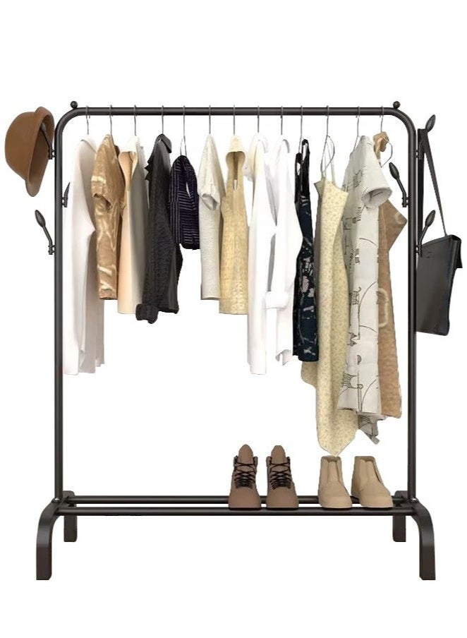 MIXDE Simple Clothes Drying Rack Floor Metal Shoe Rack Hanger Indoor Bedroom Storage Rack Multi-functional Hanger Black 133x154x40 cm - Image 1