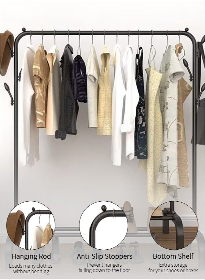 MIXDE Simple Clothes Drying Rack Floor Metal Shoe Rack Hanger Indoor Bedroom Storage Rack Multi-functional Hanger Black 133x154x40 cm - Image 4