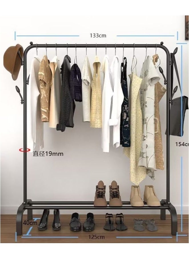 MIXDE Simple Clothes Drying Rack Floor Metal Shoe Rack Hanger Indoor Bedroom Storage Rack Multi-functional Hanger Black 133x154x40 cm - Image 5