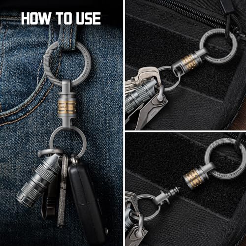 FEGVE Quick Release Keychain with 2/28mm Titanium Key Rings, Swivel Heavy Duty Keychain for Home Car Keys-(Load Bearing: 700kg) - Image 5