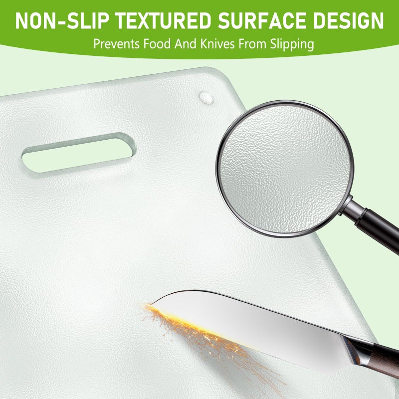 OAKJAR Tempered Glass Cutting Board for Kitchen, 2PCS Clear Chopping Board with Handle (16"x12" & 12"x8"), Plastic Free, Scratch Resistant, Heat Resistant, Dishwasher Safe, Non-toxic, Easy to Clean - Image 4