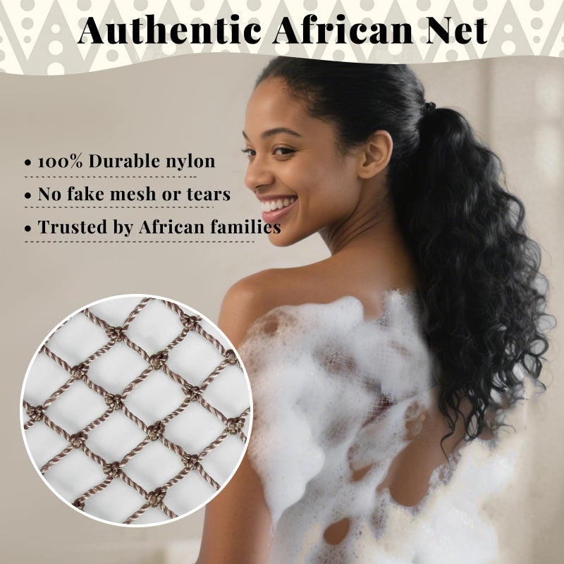 Zeefpod African Net Sponge Authentic-4 Packs African Exfoliating Net Sponge,Bath Sponges for Shower,42 inch Long for Normal to Sensitive Skin, for Daily use, Body Exfoliator Shower(Linen&Brown&Black&Grey) - Image 4