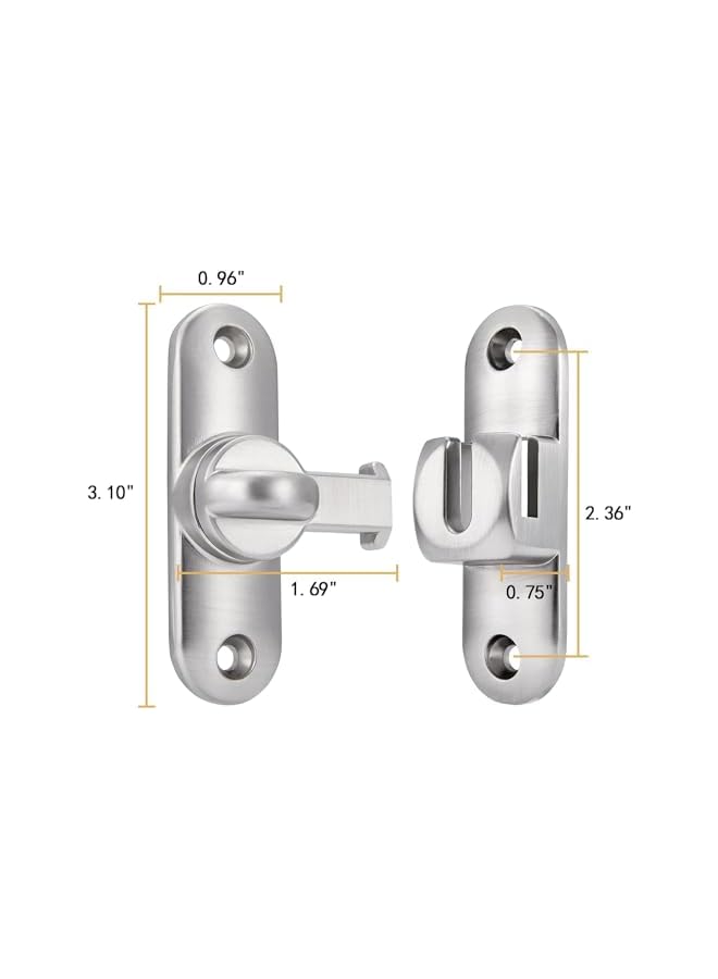 PROMASS Silvery Barn Door Latches, 90/180° Gate Lock - Zinc Alloy Right Angle for Cabinets, Bathroom - Image 2