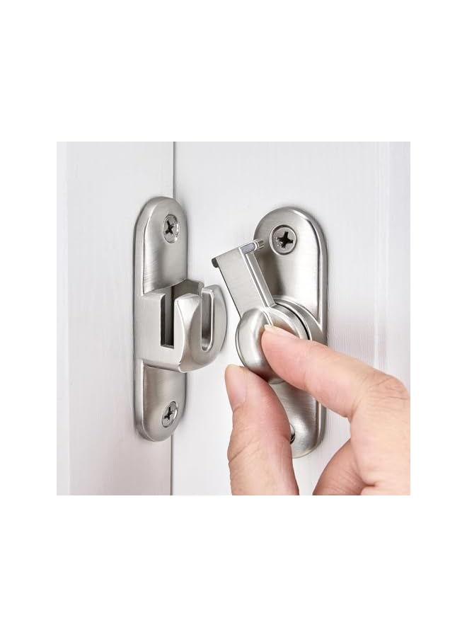 PROMASS Silvery Barn Door Latches, 90/180° Gate Lock - Zinc Alloy Right Angle for Cabinets, Bathroom - Image 3