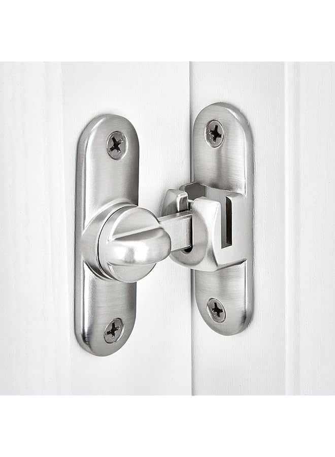 PROMASS Silvery Barn Door Latches, 90/180° Gate Lock - Zinc Alloy Right Angle for Cabinets, Bathroom - Image 1