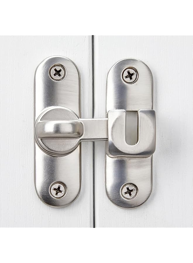 PROMASS Silvery Barn Door Latches, 90/180° Gate Lock - Zinc Alloy Right Angle for Cabinets, Bathroom - Image 4