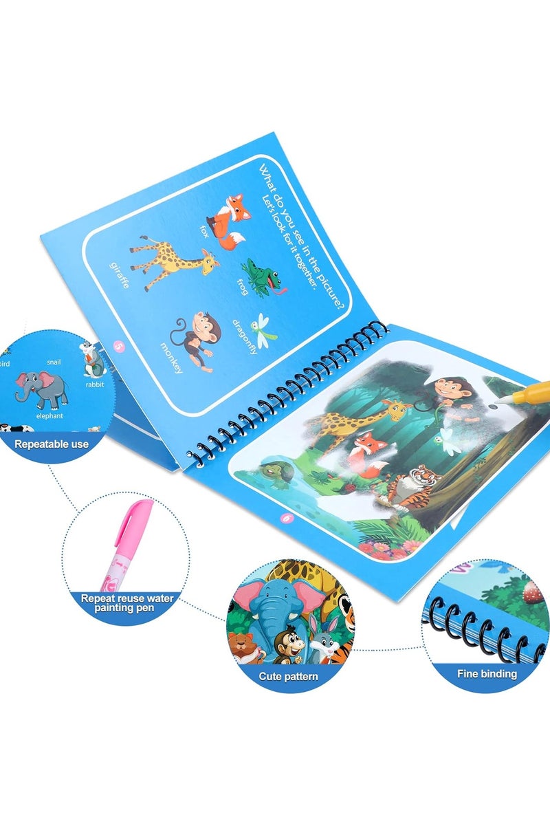 هالامودو 6 حزمة كتاب التلوين المائي السحري ، كتب اللوحة السحرية مع القلم المائي فوضى كتب التلوين المجانية للطفل الصغير 2-4 سنوات قابلة لإعادة الاستخدام كتاب التلوين هدية للأطفال - Image 3