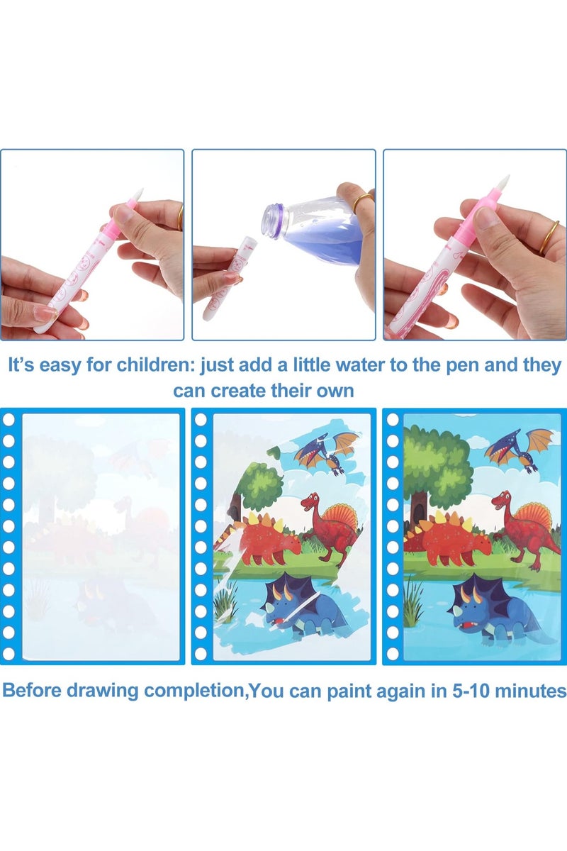 هالامودو 6 حزمة كتاب التلوين المائي السحري ، كتب اللوحة السحرية مع القلم المائي فوضى كتب التلوين المجانية للطفل الصغير 2-4 سنوات قابلة لإعادة الاستخدام كتاب التلوين هدية للأطفال - Image 4