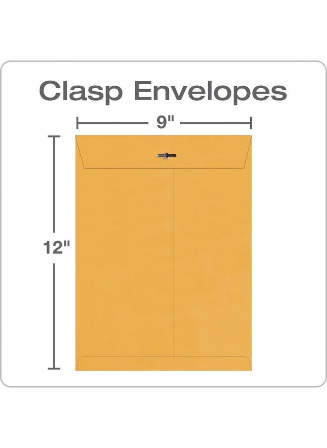 Quality Park 9" X 12" Clasp Envelopes Brown Kraft Gummed Flap 100/Box (Qua37790)  - Image 2