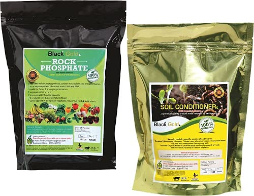 Generic Black Gold Organic Rock Phosphate 085Kg Vermi Compost 0850Kg Combo Pack for Gardening  - Image 1