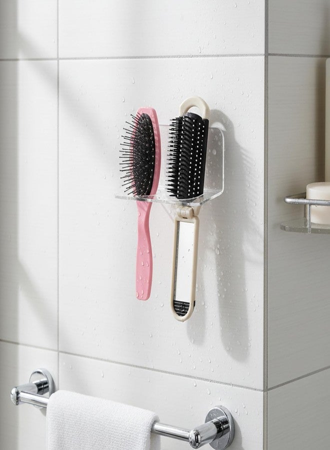 Eldraqth 2pcs Acrylic Hair Brush Wall Holder Adhesive Hair Tool Oragnizer Wall Mounted Transparent Comb Holder with 3 Holes/ 2 Holes for Curling Wands/Straighteners (Holes Diameter 1.34 to 1.57 in) - Image 5