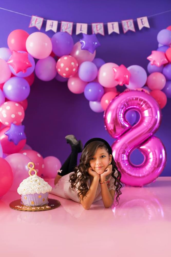 Mluchee 40 Inch Number 7 Balloon, Hot Pink Seven Birthday Decor, 7 17 27 70 Year Old Balloon Number for Engagement, Wedding, Graduations - Image 2