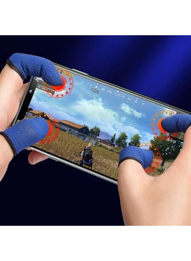 erorex - Pubg And Free Fire Call Of Duty Anti Slip Thumb Sleeve Slip Proof Sweat Proof Professional Touch Screen Thumbs Finger Sleeve For Pubg Mobile Phone Game Gaming Gloves 1 Pair Blue - Image 1
