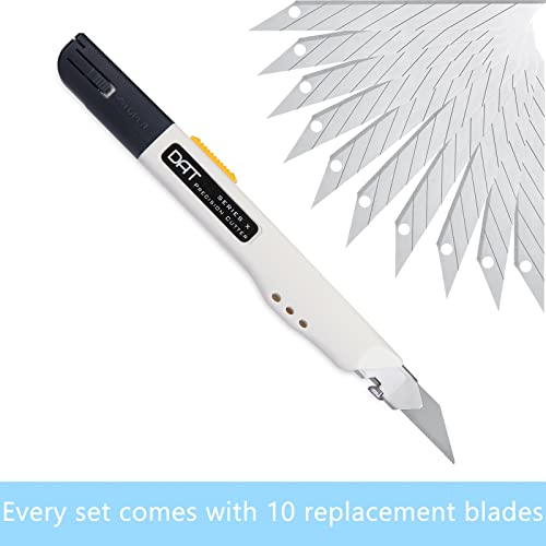 DAT Utility Knife, DAT Series-X Portable Box Cutter, Fine Point Arts and Crafts Blade for Precision Cutting, with 10 Blade Pieces (White, 1 Cutter 10 Blades) - Image 2