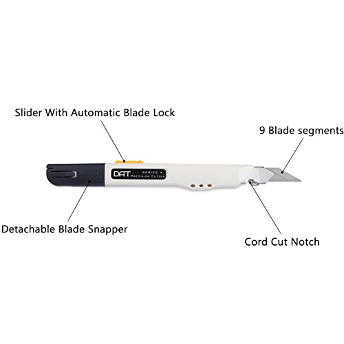 DAT Utility Knife, DAT Series-X Portable Box Cutter, Fine Point Arts and Crafts Blade for Precision Cutting, with 10 Blade Pieces (White, 1 Cutter 10 Blades) - Image 3