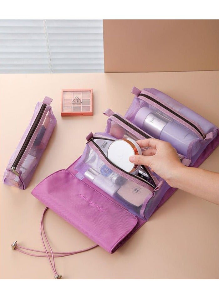 Four-in-one Purple Cosmetic Bag Makeup Storage Detachable Portable Travel Business Trip - Image 2