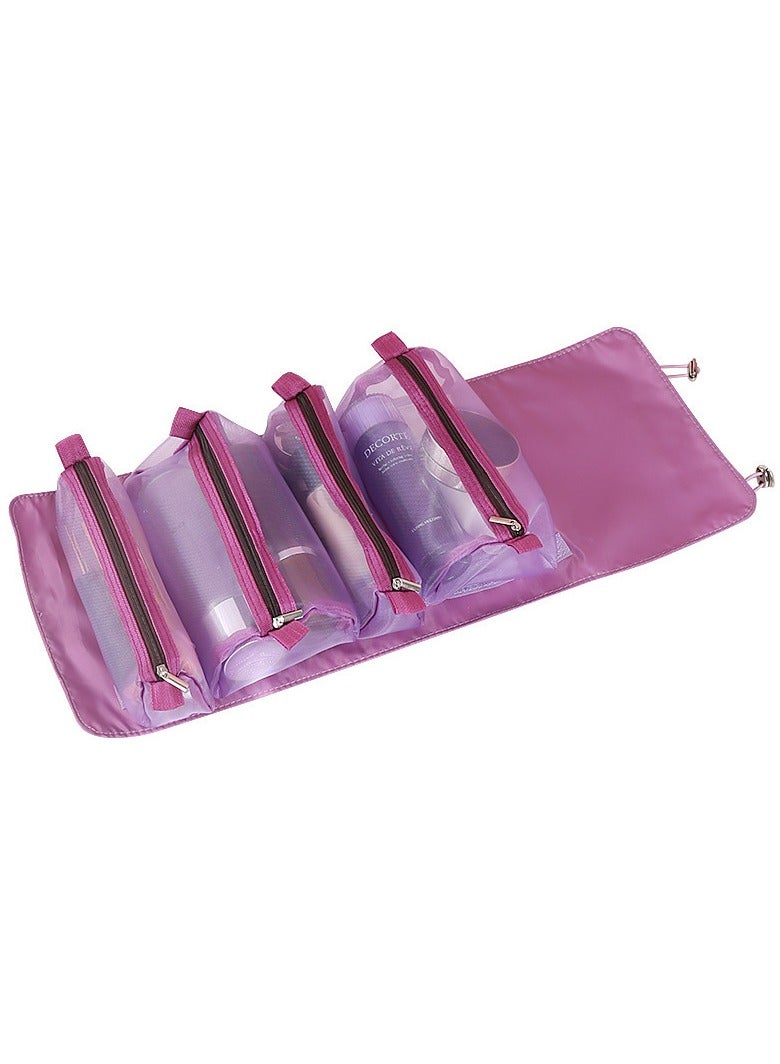 Four-in-one Purple Cosmetic Bag Makeup Storage Detachable Portable Travel Business Trip - Image 3