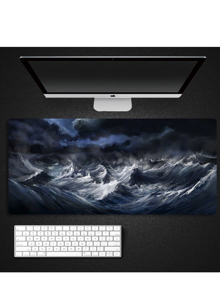 قاعدة ماوس كبيرة للألعاب، 80×30 سم، حواف مخيطة وسطح قماشي ناعم ظهر مطاطي مانعة للانزلاق، قاعدة ماوس مقاومة للماء بسمك 3 ملم - Image 2