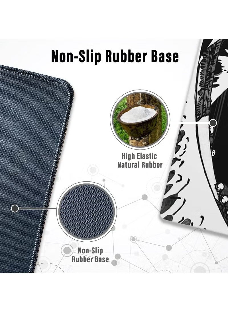 قاعدة ماوس كبيرة للألعاب، 80×30 سم، حواف مخيطة وسطح قماشي ناعم ظهر مطاطي مانعة للانزلاق، قاعدة ماوس مقاومة للماء بسمك 3 ملم - Image 4