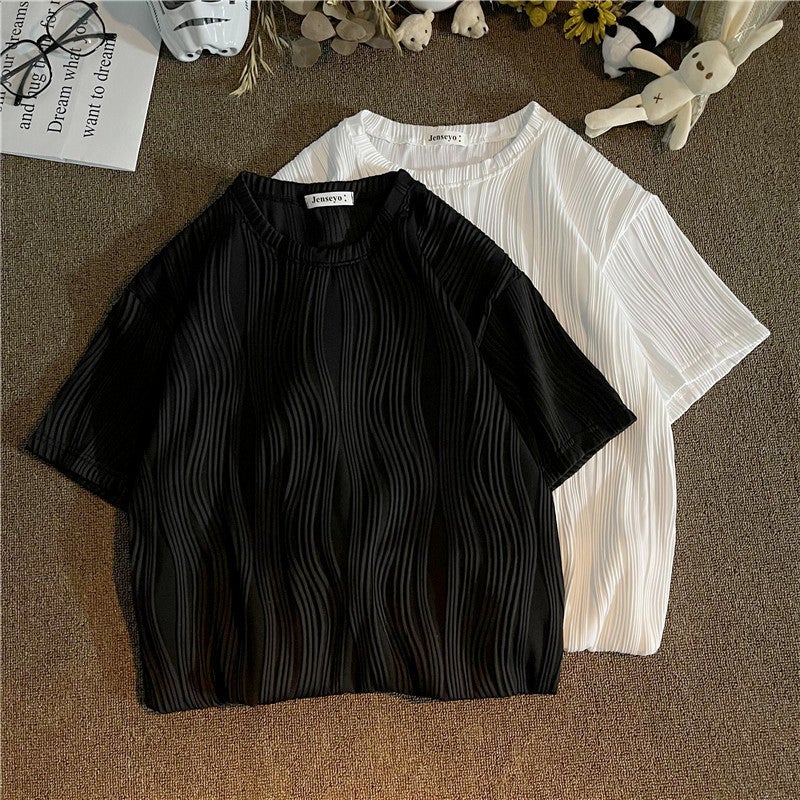 Solid color short sleeve T-shirt men's summer Korean fashion brand ins loose half sleeve casual student versatile half sleeve t-shirt - Image 3