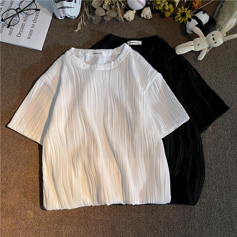 Solid color short sleeve T-shirt men's summer Korean fashion brand ins loose half sleeve casual student versatile half sleeve t-shirt - Image 2