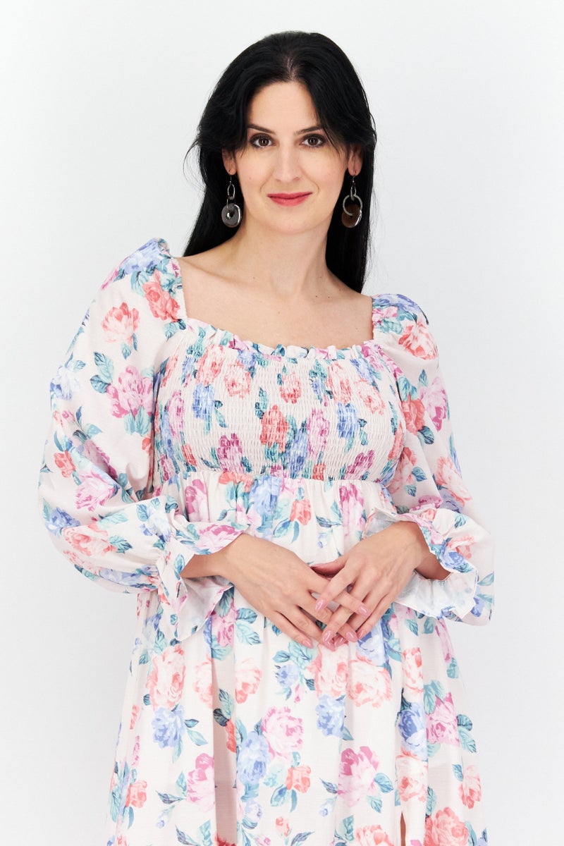 In the style فستان ماكسي مزخرف بالورود للنساء، مجموعة وردية - Image 2