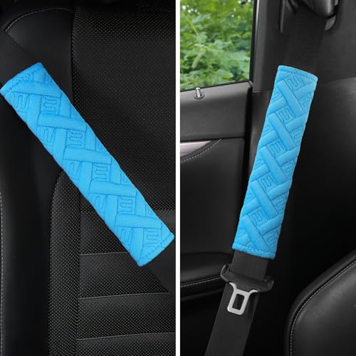 JUSTTOP 2-Pack Universal Car Seat Belt Pads Cover for A More Comfortable Driving, Seat Belt Shoulder Strap Covers Harness Pad for Car Interior Accessories(Blue) - Image 2