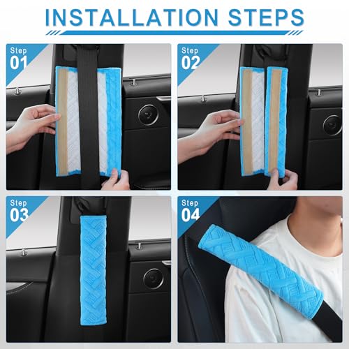 JUSTTOP 2-Pack Universal Car Seat Belt Pads Cover for A More Comfortable Driving, Seat Belt Shoulder Strap Covers Harness Pad for Car Interior Accessories(Blue) - Image 5