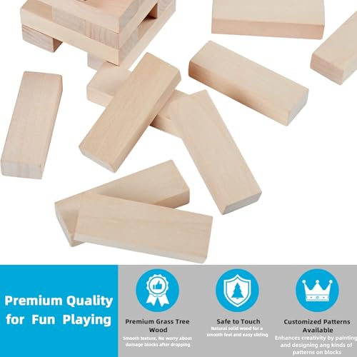 SpeedArmis Mini Tumble Tower 54PCS Wooden Stacking Game for Teens Pine Stack Timber Board Games with 4 Dice Set Classic Xmas Gifts for Teens - Image 5